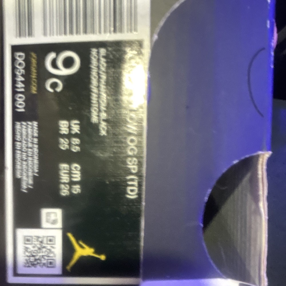 Jordan 1 Low OG SP TD Travis Scott Black Phantom Toddler 9C DO5441-001
