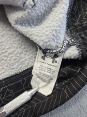 Under Armour Hoodie Youth Med Gray Black Geometric Green Logo Fleece Pullover