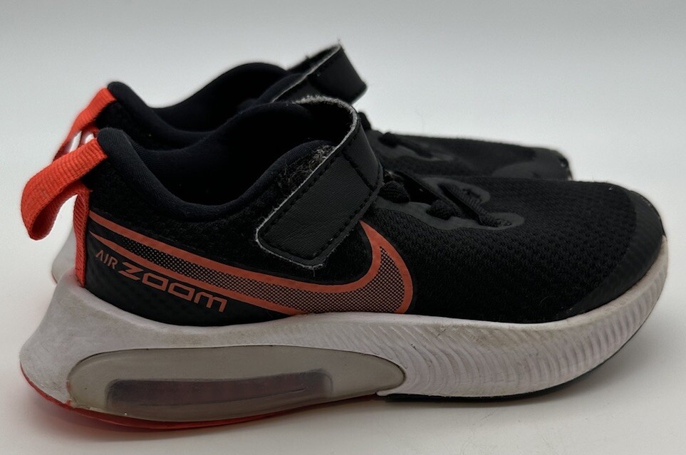 Nike Air Zoom Arcadia Black Orange Strap Running Shoes Kids Size 11.5C CK0714