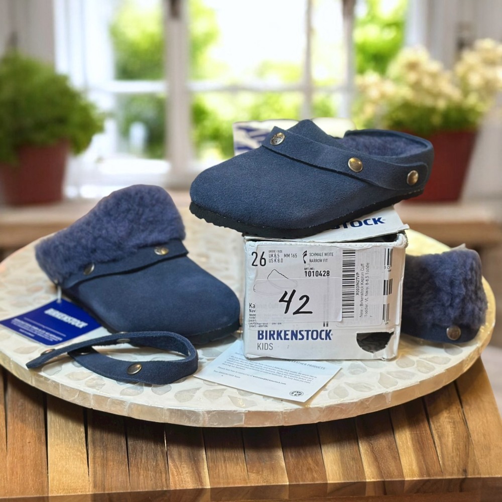 Birkenstock Kaprun Cuff Shearling Slipper Clog Kids EU 26 / US K 8.0 Navy