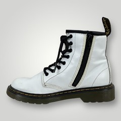 Dr. Martens 1460J Boots Youth US 1 White Leather Side Zip AirWair Unisex