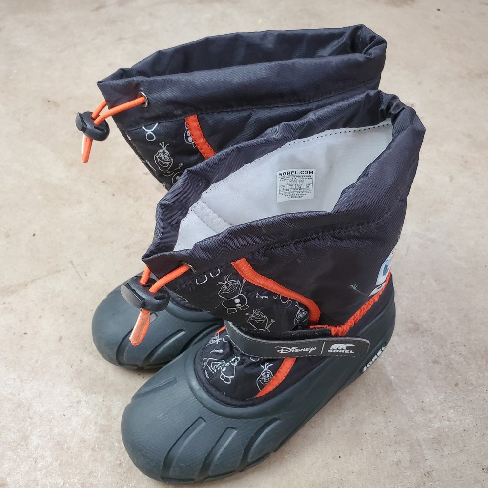 Disney+Sorel Boots Youth 3 Black Flurry Frozen Olaf Snow Boot Winter