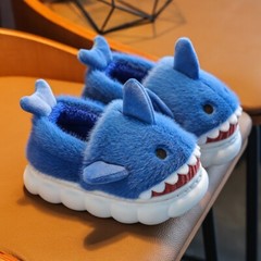 Boys Girls Shark Cotton Slippers Kid House Cute Slippers For Toddler Plush Warm