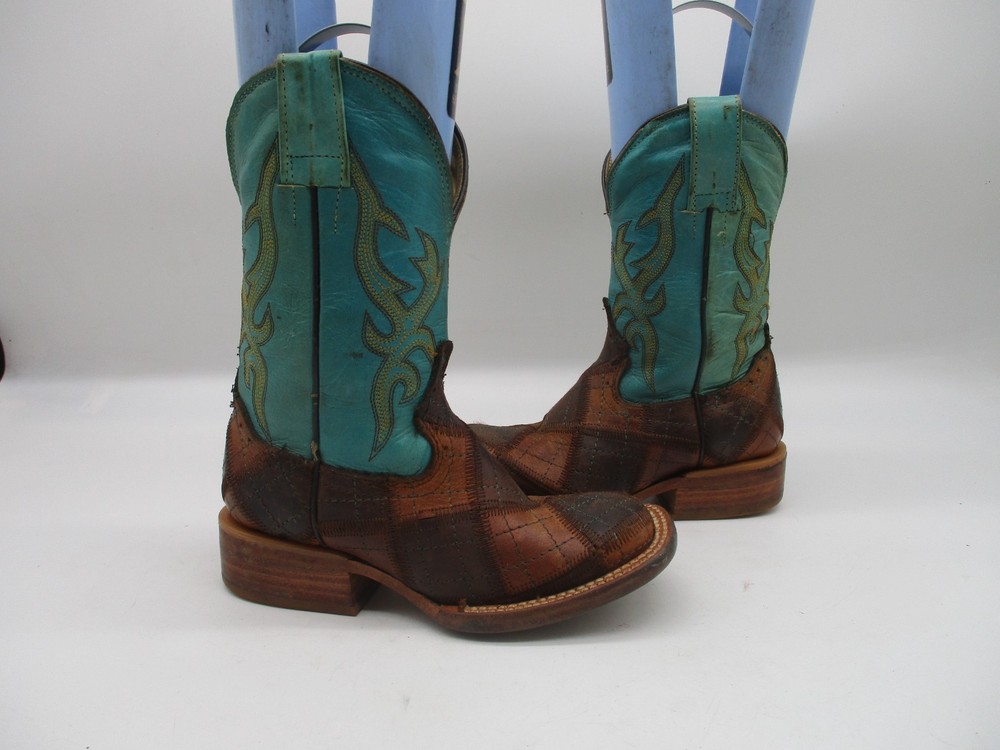 Texas Bunkhouse Handcrafted Leather Square Toe Kids Boots Size Mex 18