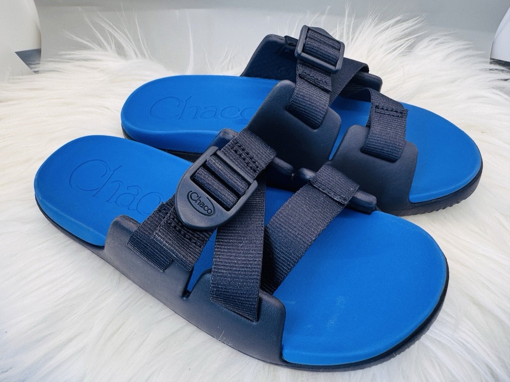 Chaco Chillos Kids Active Blue Slide Sandals Size 4 Unisex Worn Once Pool Beach