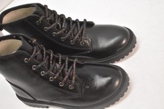 Cat & Jack Boots Kids Size 3 Black Combat Lace Up Glitter Ankle Lug Sole Winter