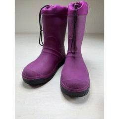 Purple Rubber Rain Snow Boots Kids Size 3 Toggle Drawstring Waterproof Lug Sole