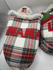 Slippers Holiday ELF Christmas Slippers 1-Adult And 2 Kids Faux Fur Plaid