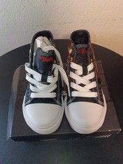 Ed Hardy High-Top Canvas Sneakers BLK Heart Skull EH04066001 Unisex Kids Sz 10