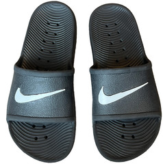 Nike Kawa Shower Slides Black White Logo Sandals Youth 3 C