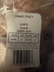 Crocs Classic Clog Kids Slip On Rubber Sandal Quartz color size junior 1