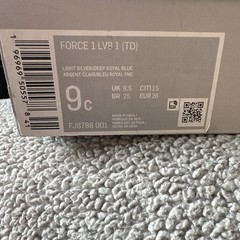 Nike Force 1 LV8 1 TD Low Top Leather Silver/Blue Toddler 9C FJ8788-001