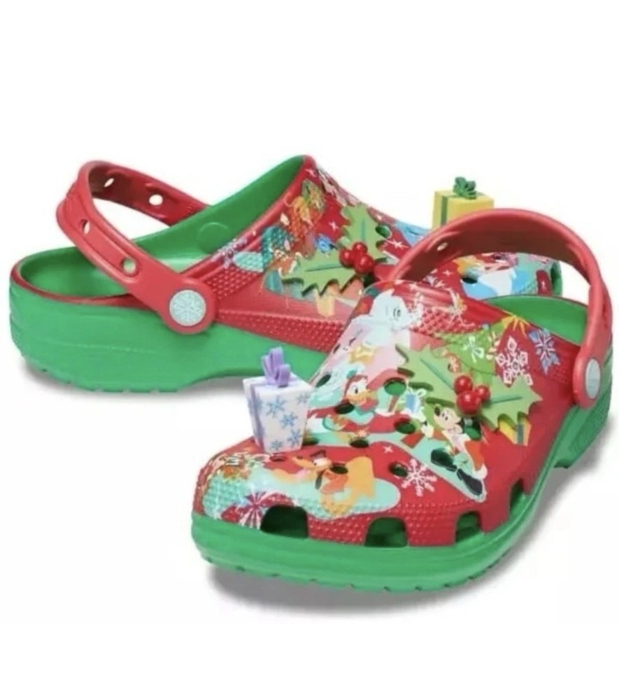 Crocs Disney Parks 2023 Christmas Holiday Mickey & Friends Clogs Kids Size C12