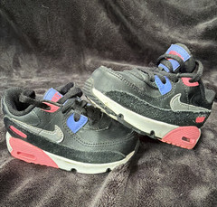 Nike Air Max 90 TD US 7C Black/Red/Blue/White Leather Low CD6868-011