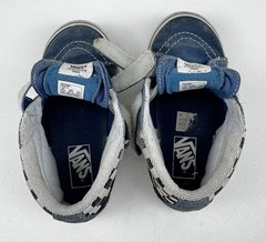 Vans Mid High Rise Sneakers Blue Check Size 10 Toddler Hook Loop Skateboard