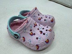 Crocs Baya Lined Printed Clogs Kids Ballerina Pink Slip-On Lightweight – C7