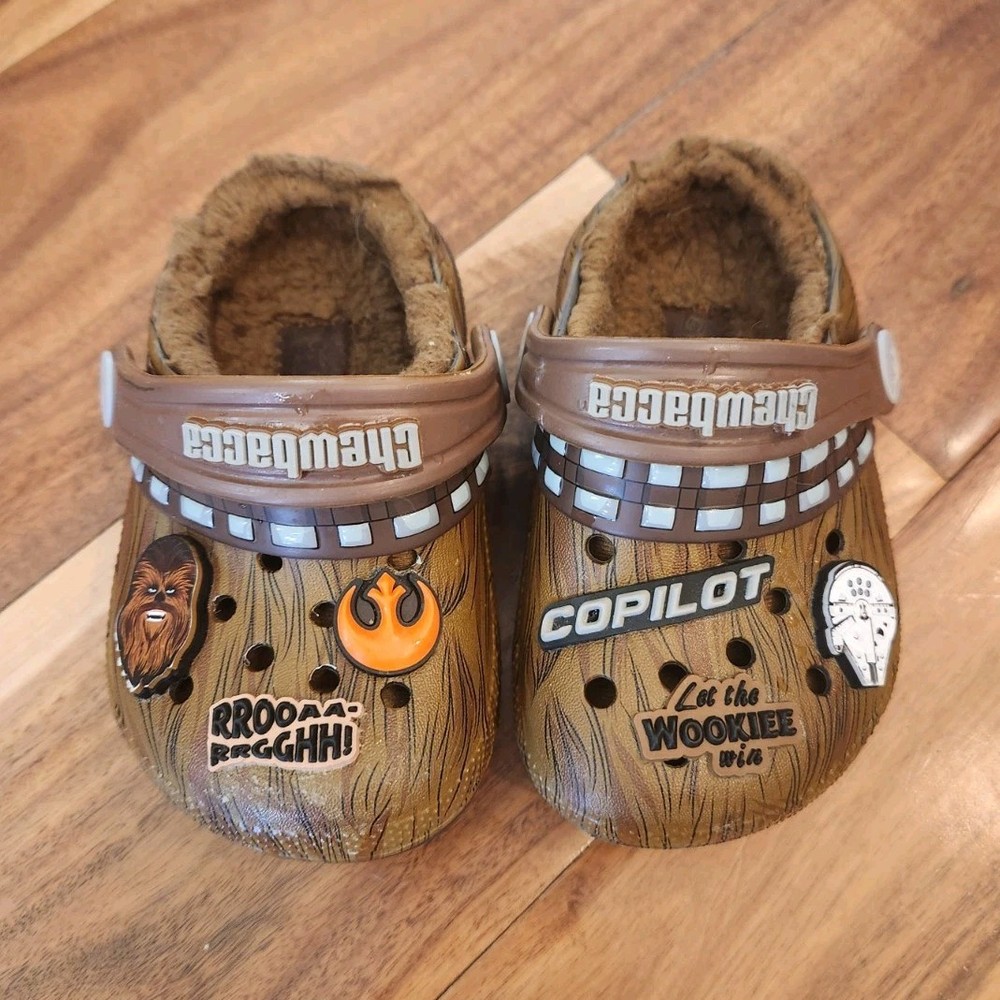 Crocs Star Wars Chewbacca Lined Slip-On Clog Shoes Brown Unisex Kids