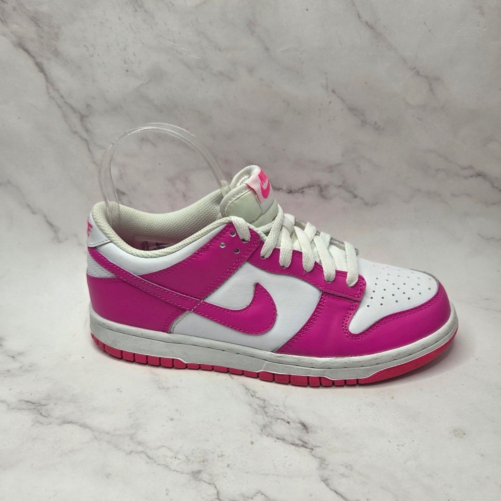 Nike Dunk Low Fuschia Pink White Sneakers Shoes FB9109-102 Youth Size 5.5