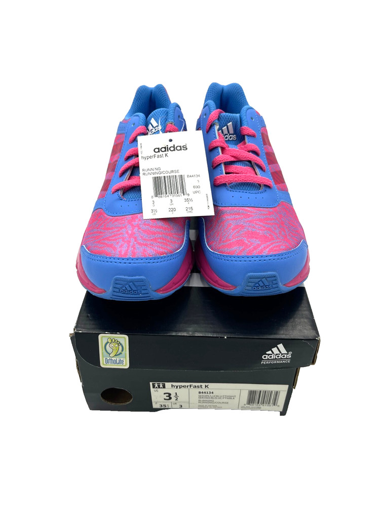 Adidas Performance Hyper Fast K Children Tennis Shoes Size 3 1/2 Pink & Blue