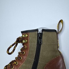 Dr. Martens Kids Size 1 Leather Canvas Lace Up Boots Flannel Lining 1460 Shoes