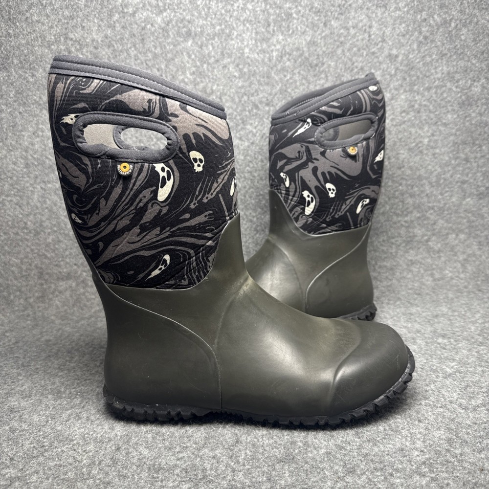 Bogs Kids Neo-Classic Spooky Gray Ghost Skull sz 5.5-6y