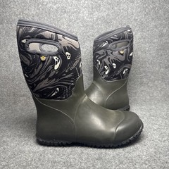 Bogs Kids Neo-Classic Spooky Gray Ghost Skull sz 5.5-6y