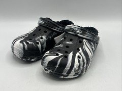 Crocs Baya Lined Marbled Clog Kids Size J2 Black White Striped New with Tags!