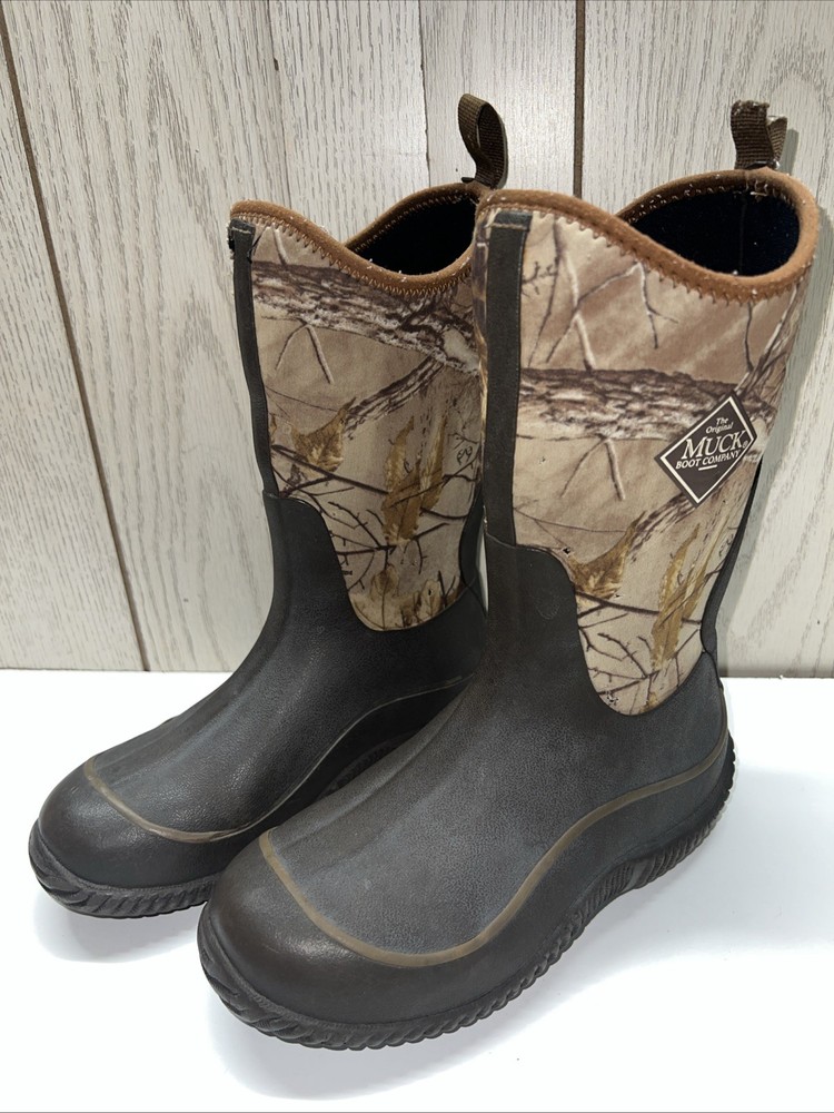 Muck Realtree Hale Boots Kid’s Brown Pull On Waterproof Round Toe Sz 3