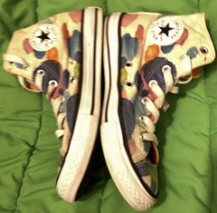 Converse Paint Splatter Lace Up High Top Sneakers 656144F Big Kid Junior Sz3 GUC
