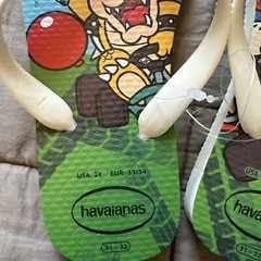 HAVAIANAS SUPER MARIO FLIP FLOPS SIZE US Kids 2Y Bowser Nintendo 33 34 NEW