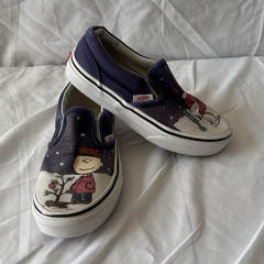 VANS Classic Slip-On Peanuts Charlie Brown Snoopy Blue/White Canvas Kids US 12