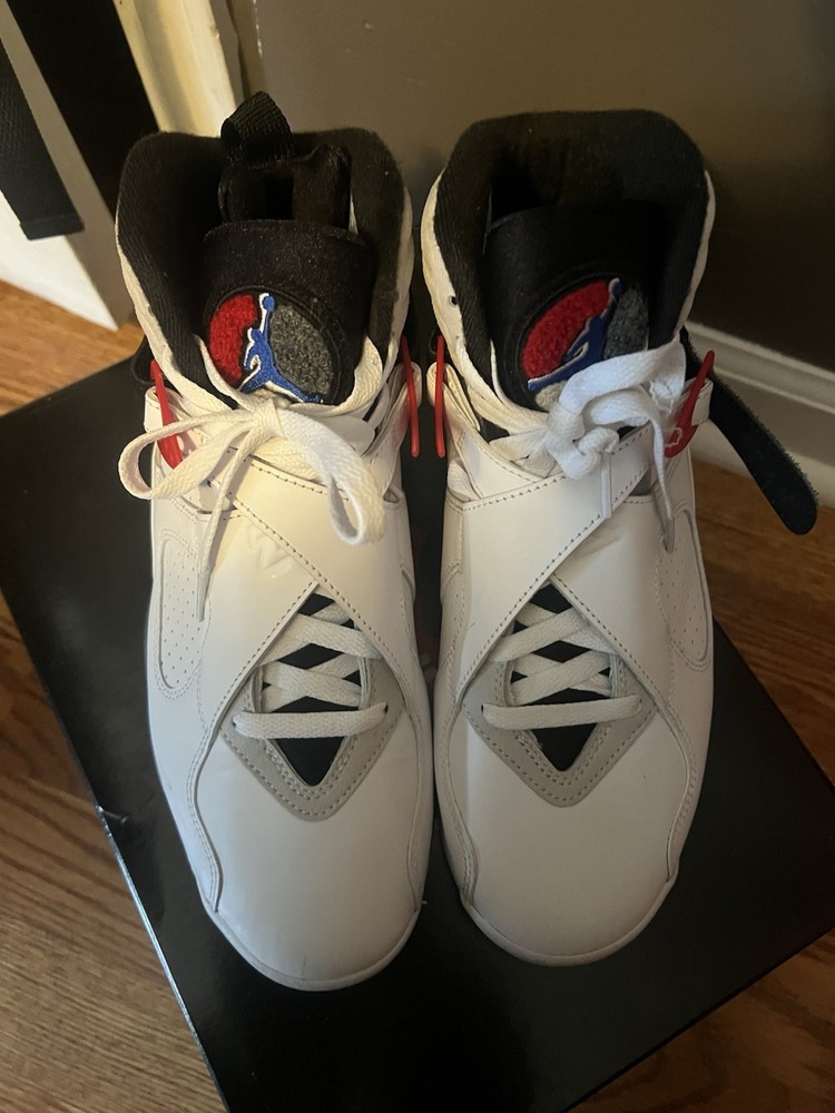 Jordan Air Jordan 8 High Top Leather Sneakers White/Black/Red/Blue US 9.5