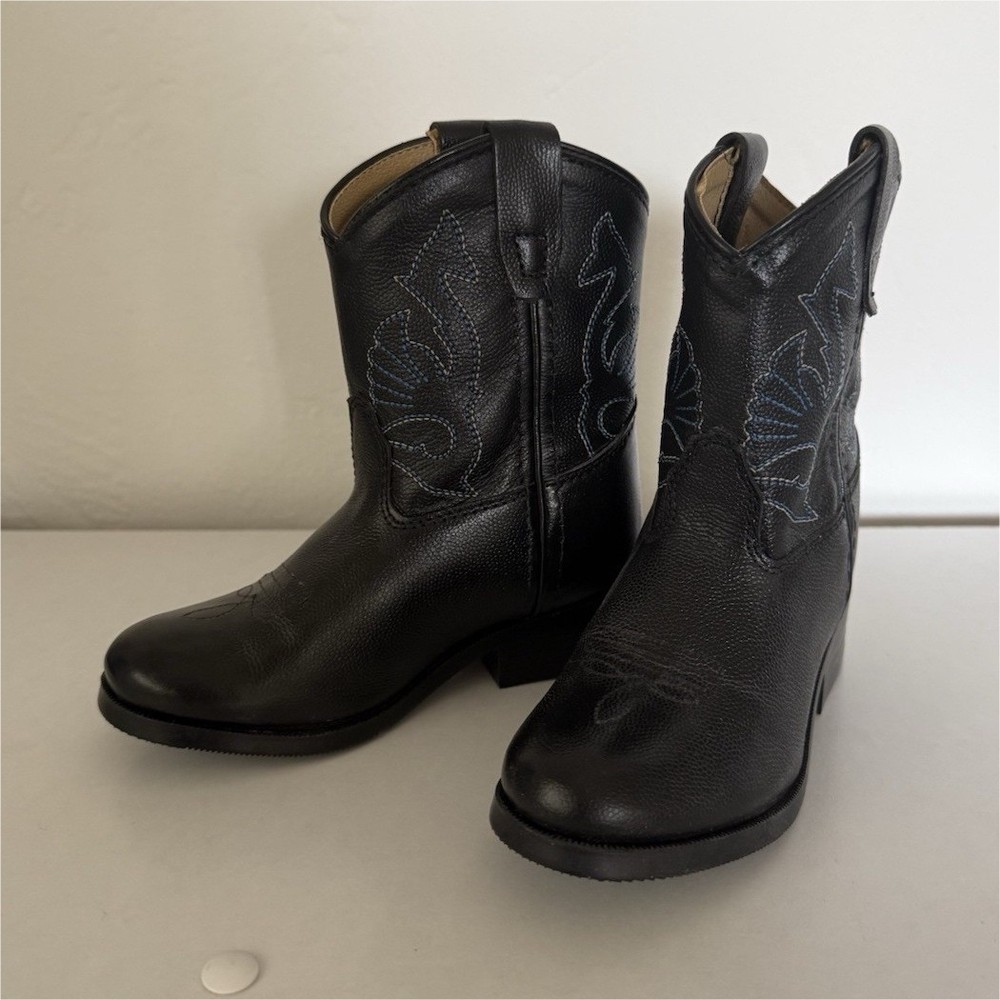 Masterson Boot Co. Children’s Black Leather Western Ankle Pull-On Boots sz 7
