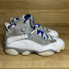 Air Jordan 6 Rings Medium Grey/VVD Blue White Shoes Sneakers size 5Y Womens 6.5