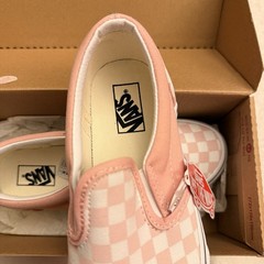 VANS Classic Slip-On Checkerboard Pink/White Canvas Low Top Kids US 4