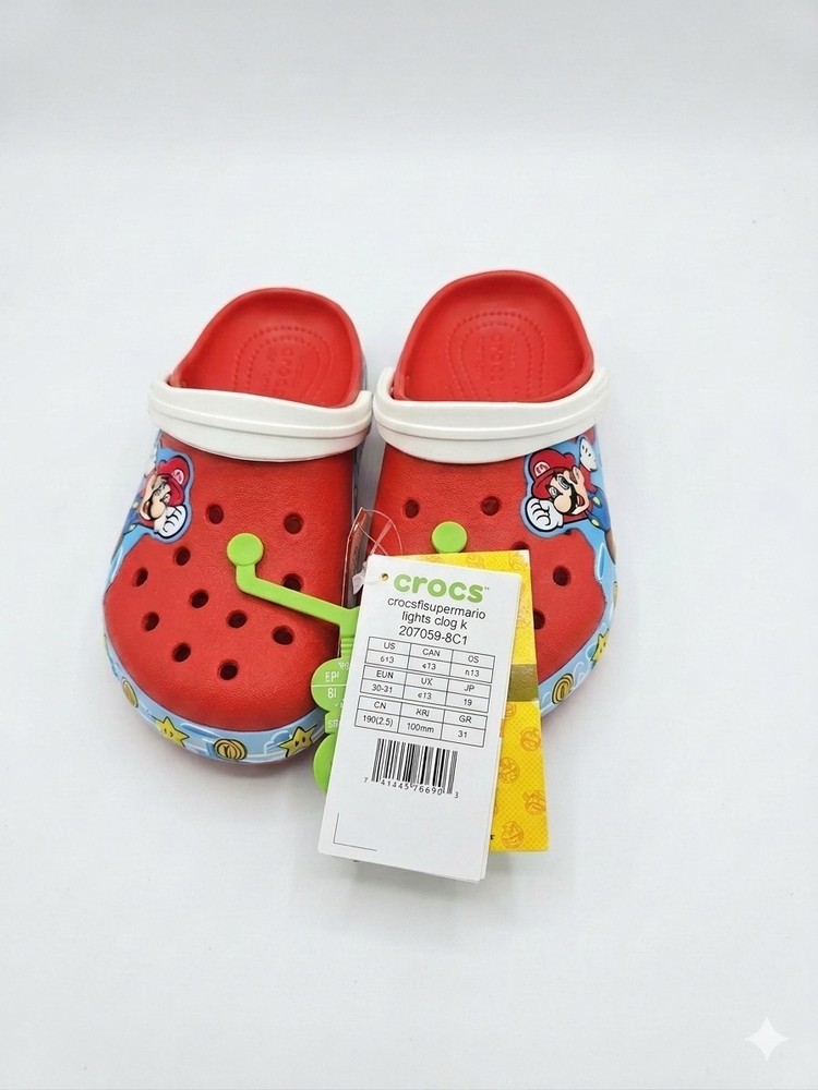 Crocs Super Mario Light Up Clogs Kids Size 13C New with Tags