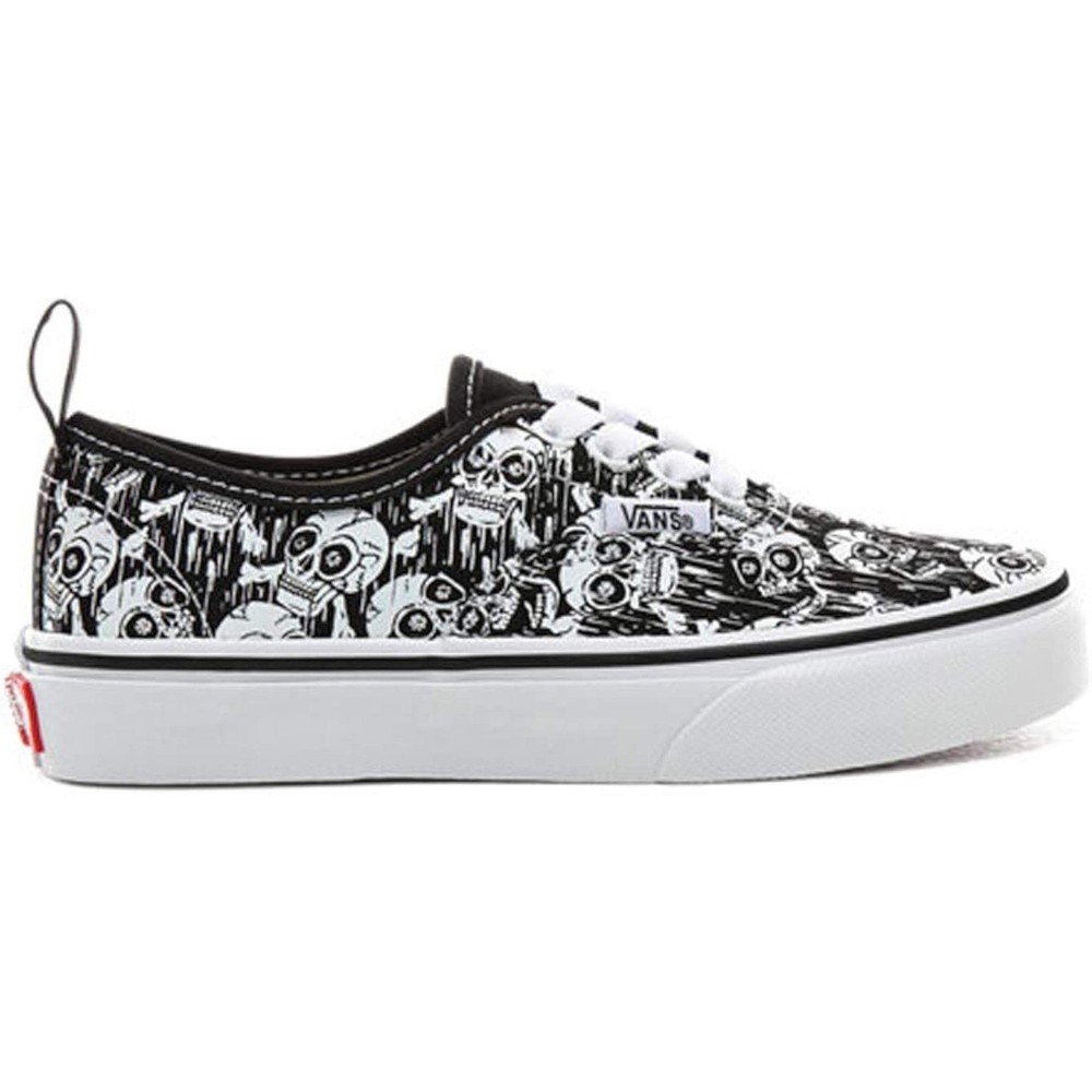 Vans Authentic Elastic Lace Toddler 6 Black White Skull Print Sneakers Low Top