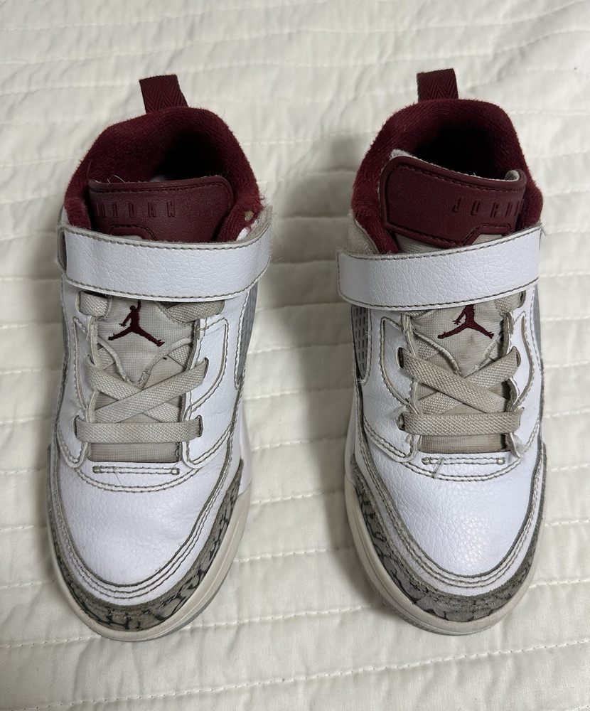 Jordan Flight Spizike Unisex Kids Low Top Sneakers White/Gray/Maroon Size 13C