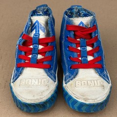 Sonic The Hedgehog Kids High Top Sneakers Shoes Toddler Size 1 Blue Red SEGA