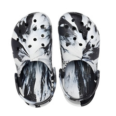 Crocs Classic Marbled Clog Kids Tie-Dye Black/White Slip-On Shoes Sizes: 1-13