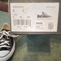 Converse All Star OX Black Canvas Unisex Kids Sneakers US Size 6 MPN M9166