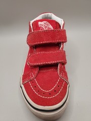 Vans Sk8-Mid Reissue V Kids Red White Canvas Suede Hook & Loop Sneakers US 10.5