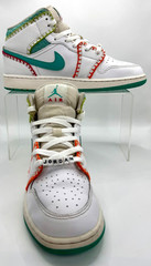 Nike Air Jordan 1 Mid SE Multi Knit White Teal Orange Sneakers Sz 6.5Y/Women 8