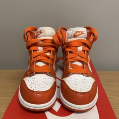 Nike Dunk High (PS) White/Orange Blaze-white. Size 11c