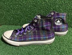 Converse Chuck Taylor All Star Flannel Plaid High Hi Top Sneakers Junior US Sz3