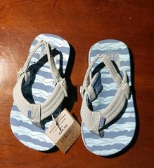 Reef Little Ahi Ocean Flip Flops Blue Gray Sandals with strap Size 3/4 New Tag