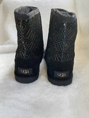 UGG Kids Classic II Graphic Stitch Black Suede Sheepskin Suede US5/UK4/EU37