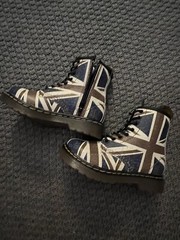 Dr. Martens Kid 1460 Boots, Union Jack, Toddler Sz 7 US, Side Zip, Lace Up