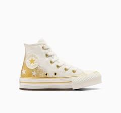 Chuck Taylor All Star EVA Lift Platform Gold Stars Kids Size 7