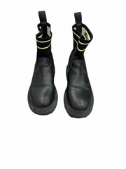 MSGM Kids Leather Knit Logo Elastic Sock Boot Bootie Lug Sole 69169 34 US 3